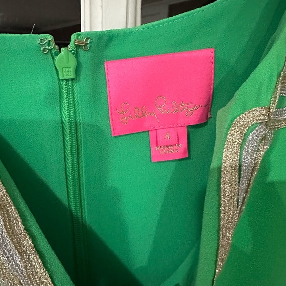 Lilly Pulitzer Cheryl Shift Green/Gold sz 4 Kentucky Derby, Bridal, Tea, Wedding - Picture 3 of 6